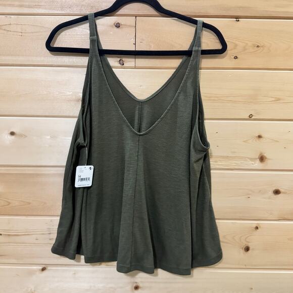 Free People Intimately Olive Green Ribbed Tank Top Women’s Size M NWT Boho Cami - Picture 4 of 4